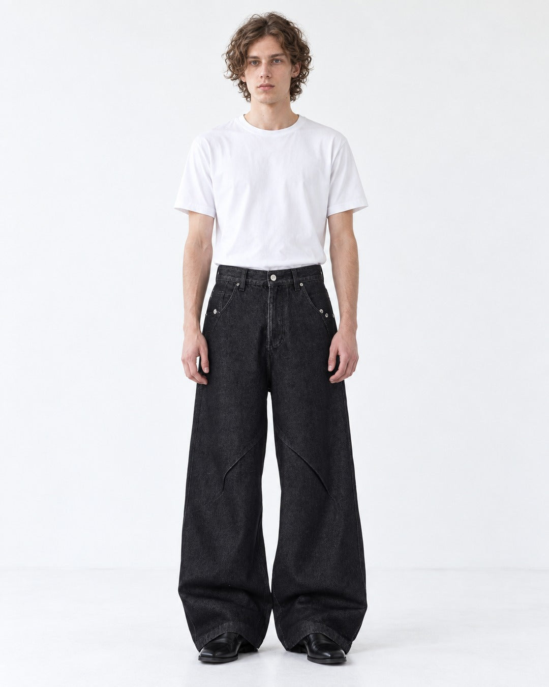 Washed Straight Denim Pants