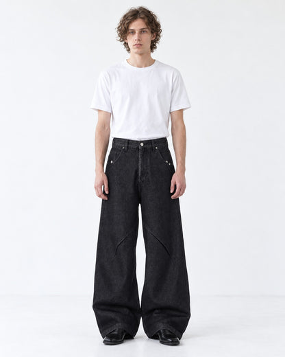 Washed Straight Denim Pants