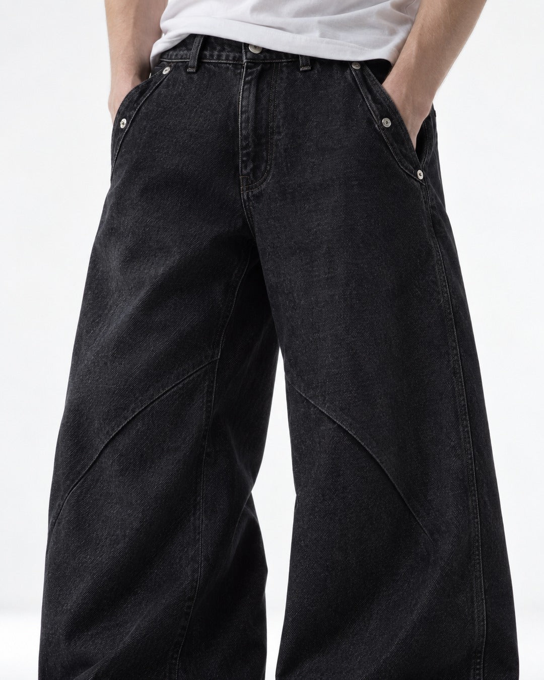 Washed Straight Denim Pants