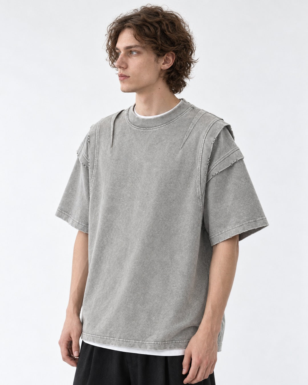 Paneled-Shoulder Tee