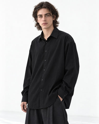 Long-Sleeve Point-Collar Shirt
