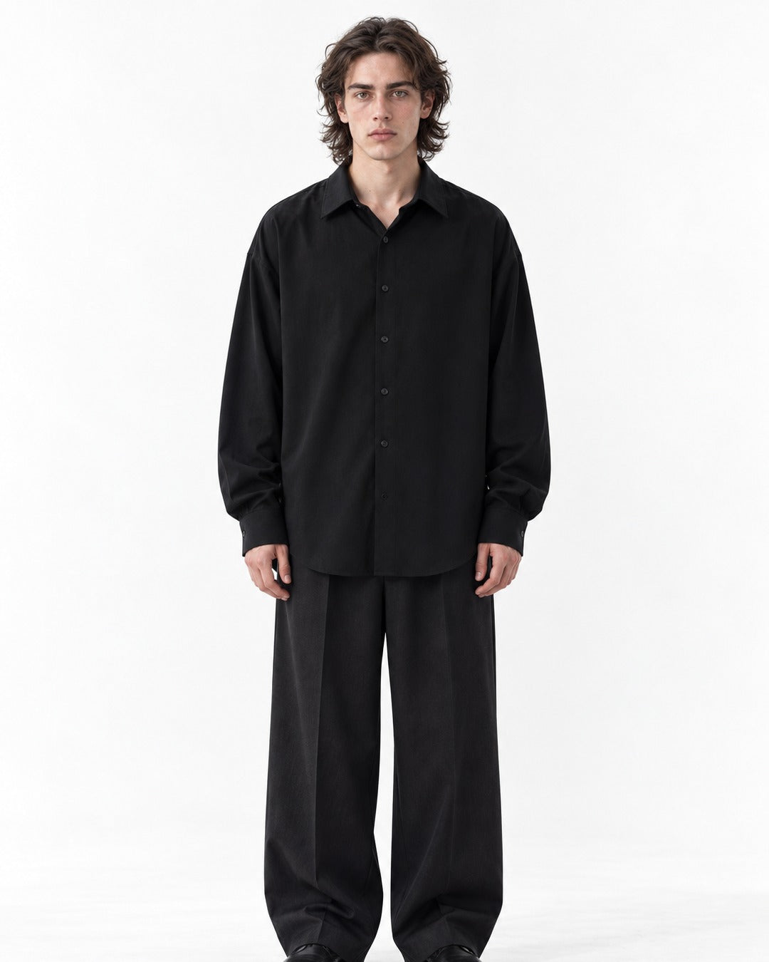 Long-Sleeve Point-Collar Shirt