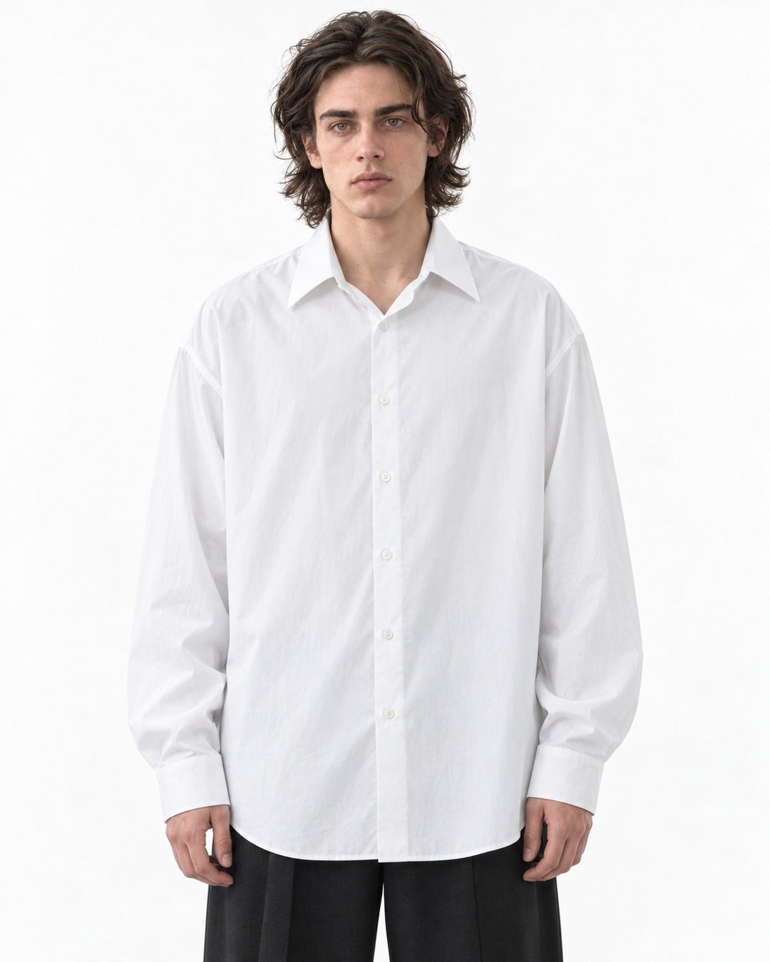 Long-Sleeve Point-Collar Shirt