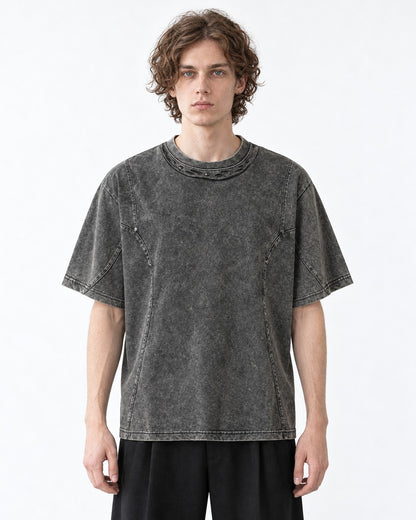 Raised-Seam Tee with Stud Detail