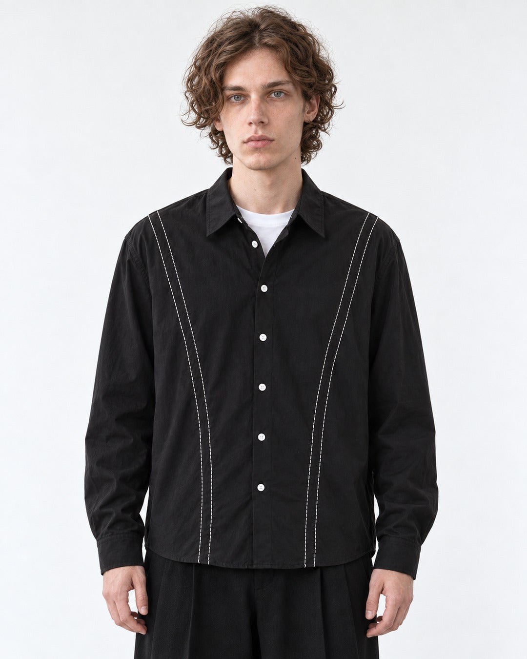 Contrast-Stitch Button-Down Shirt