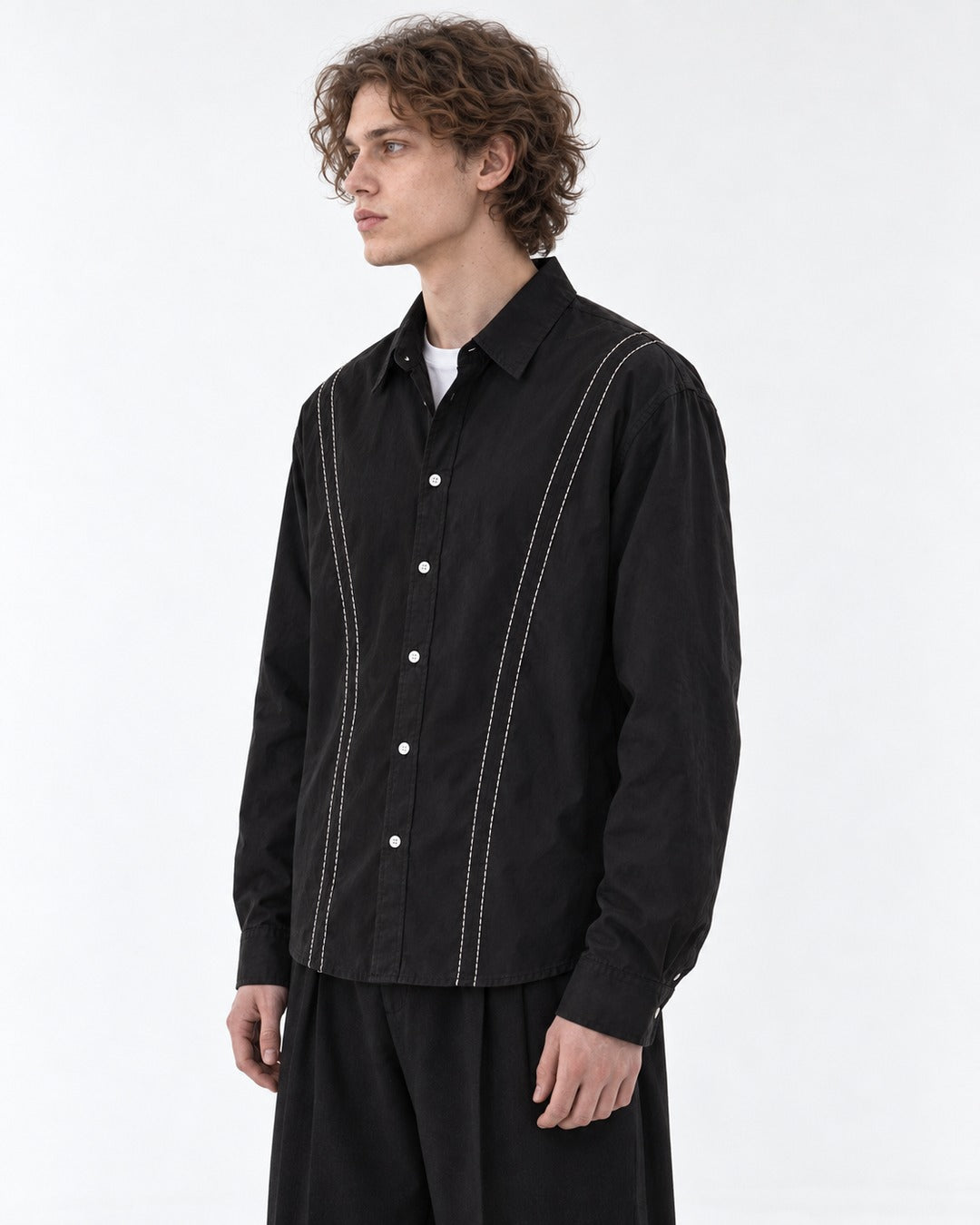 Contrast-Stitch Button-Down Shirt