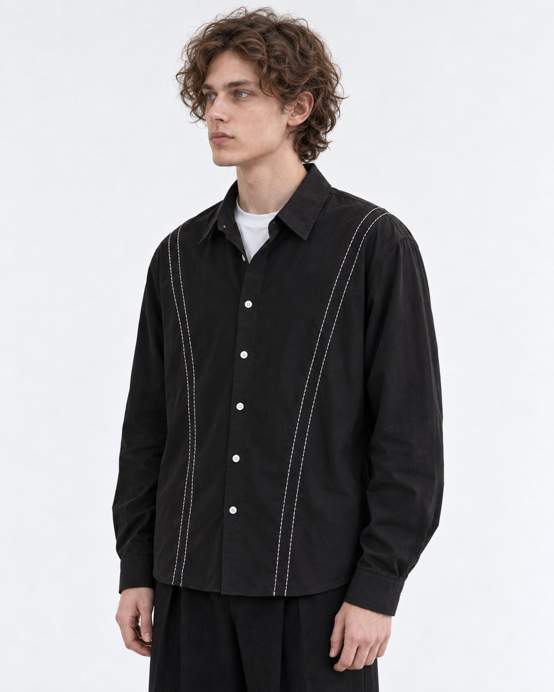 Contrast-Stitch Button-Down Shirt