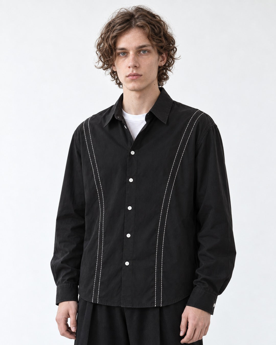 Contrast-Stitch Button-Down Shirt