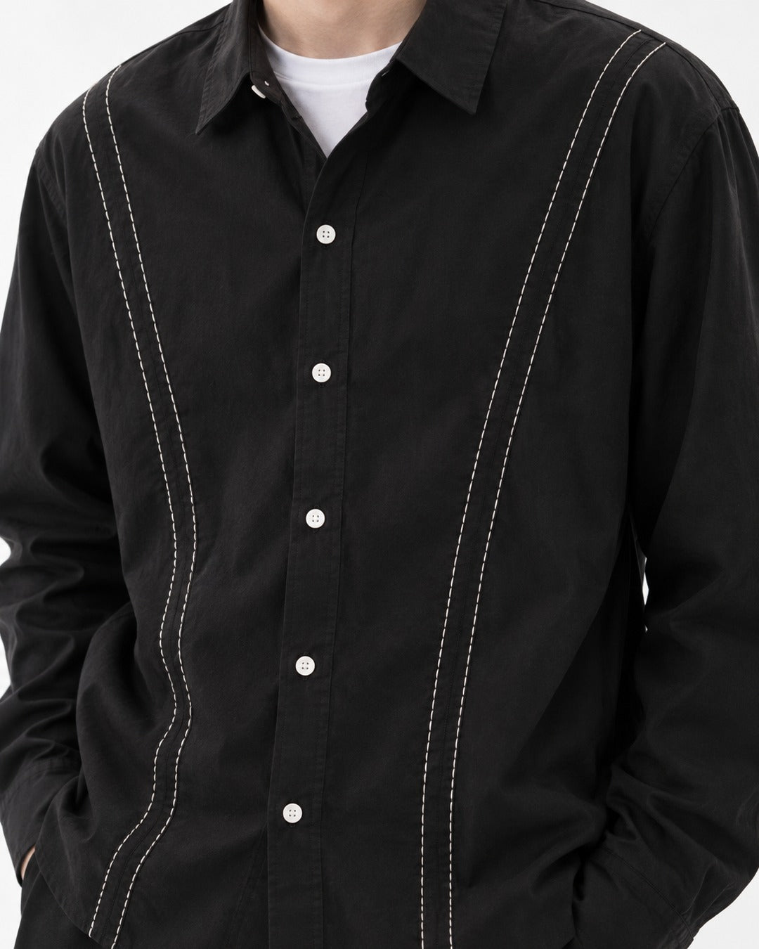 Contrast-Stitch Button-Down Shirt