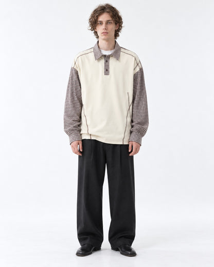 Plaid-Panel Layered-Look Polo Shirt