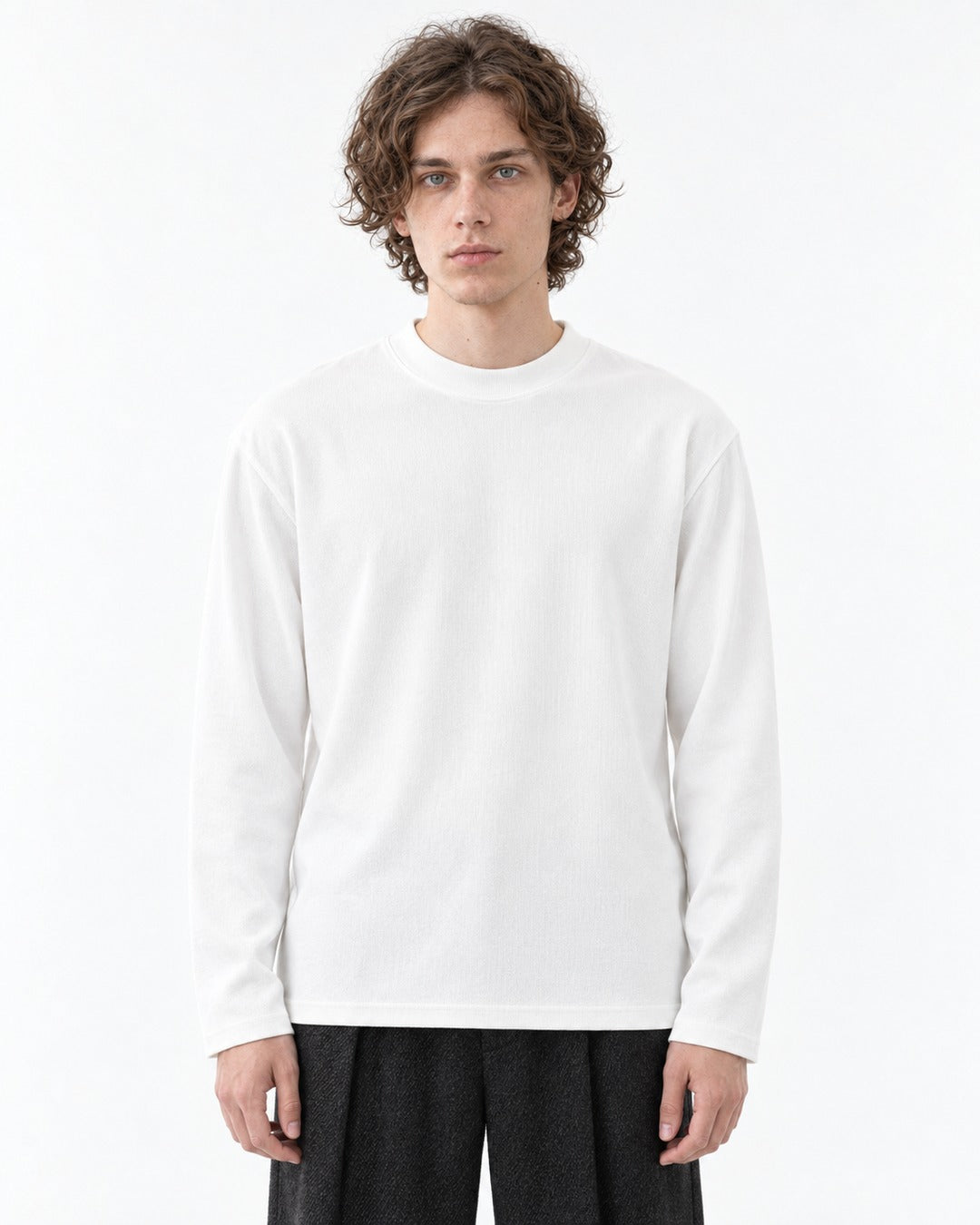 Mock-Neck Ribbed Long-Sleeve Top