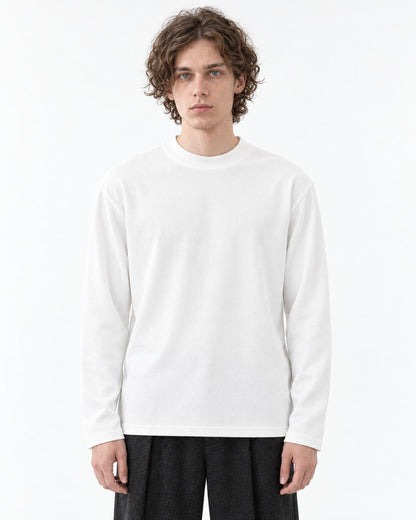 Mock-Neck Ribbed Long-Sleeve Top
