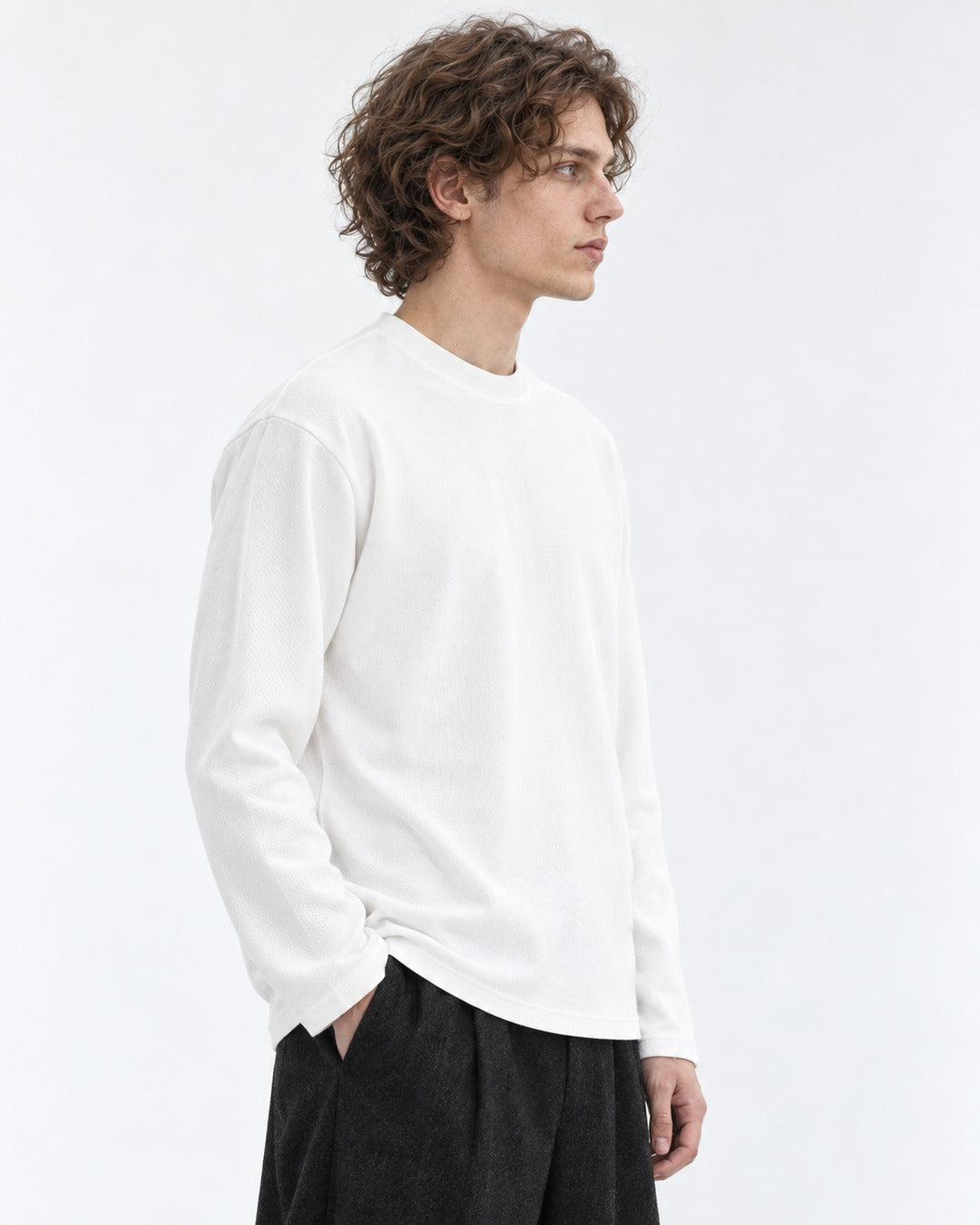 Mock-Neck Ribbed Long-Sleeve Top