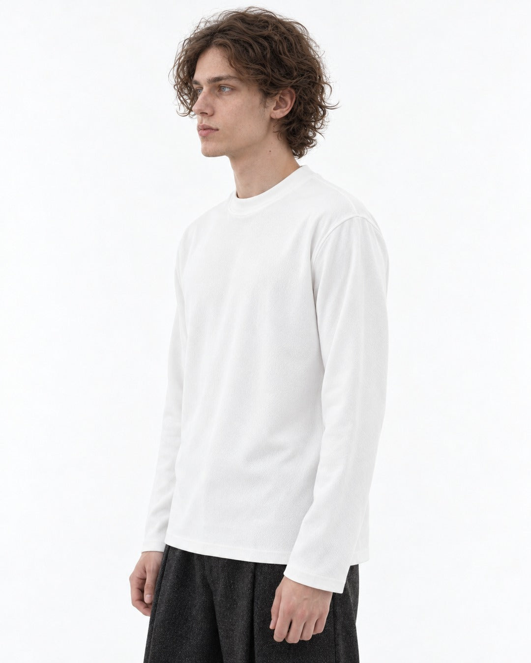 Mock-Neck Ribbed Long-Sleeve Top