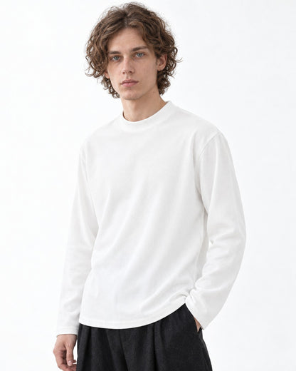 Mock-Neck Ribbed Long-Sleeve Top