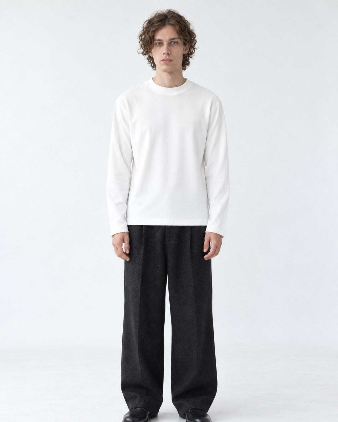 Mock-Neck Ribbed Long-Sleeve Top