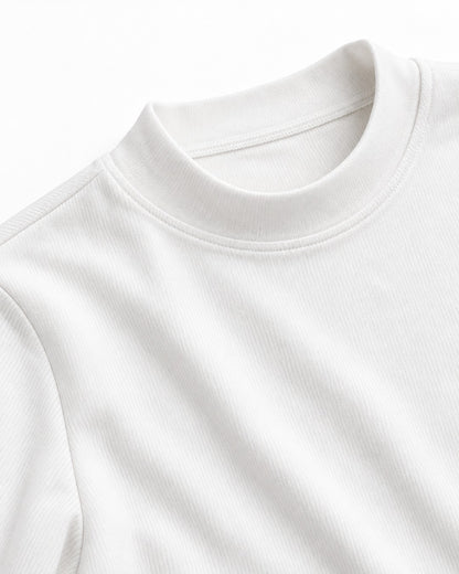 Mock-Neck Ribbed Long-Sleeve Top