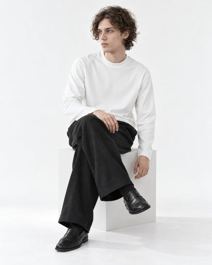 Mock-Neck Ribbed Long-Sleeve Top