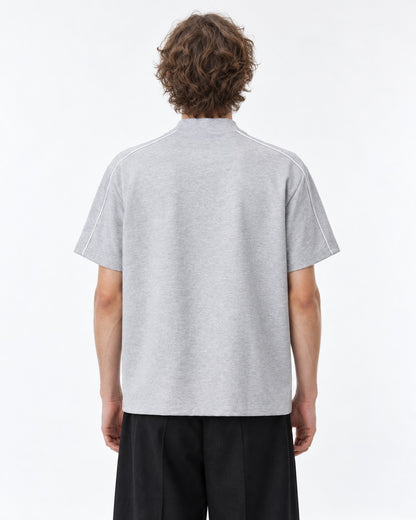 Mock-Neck Half-Zip Top with Contrast Piping