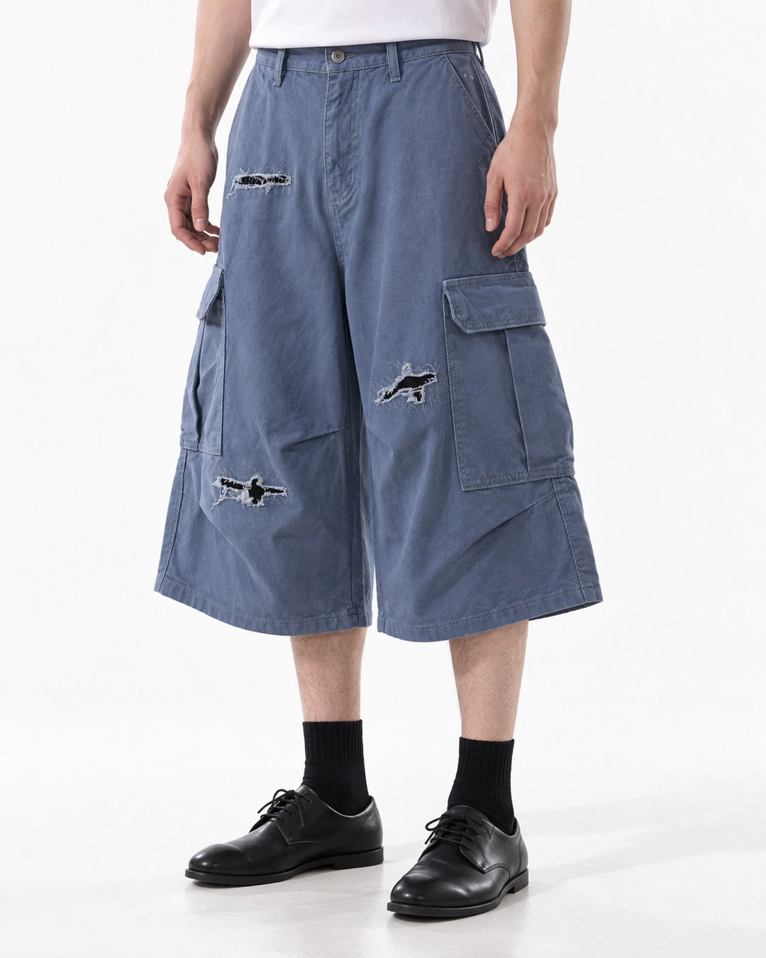 Distressed Cargo Shorts