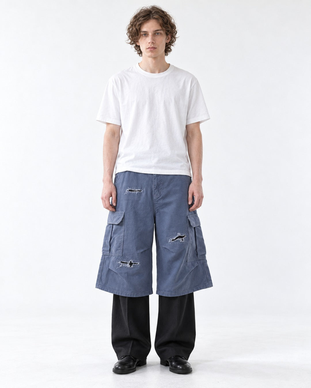 Distressed Cargo Shorts