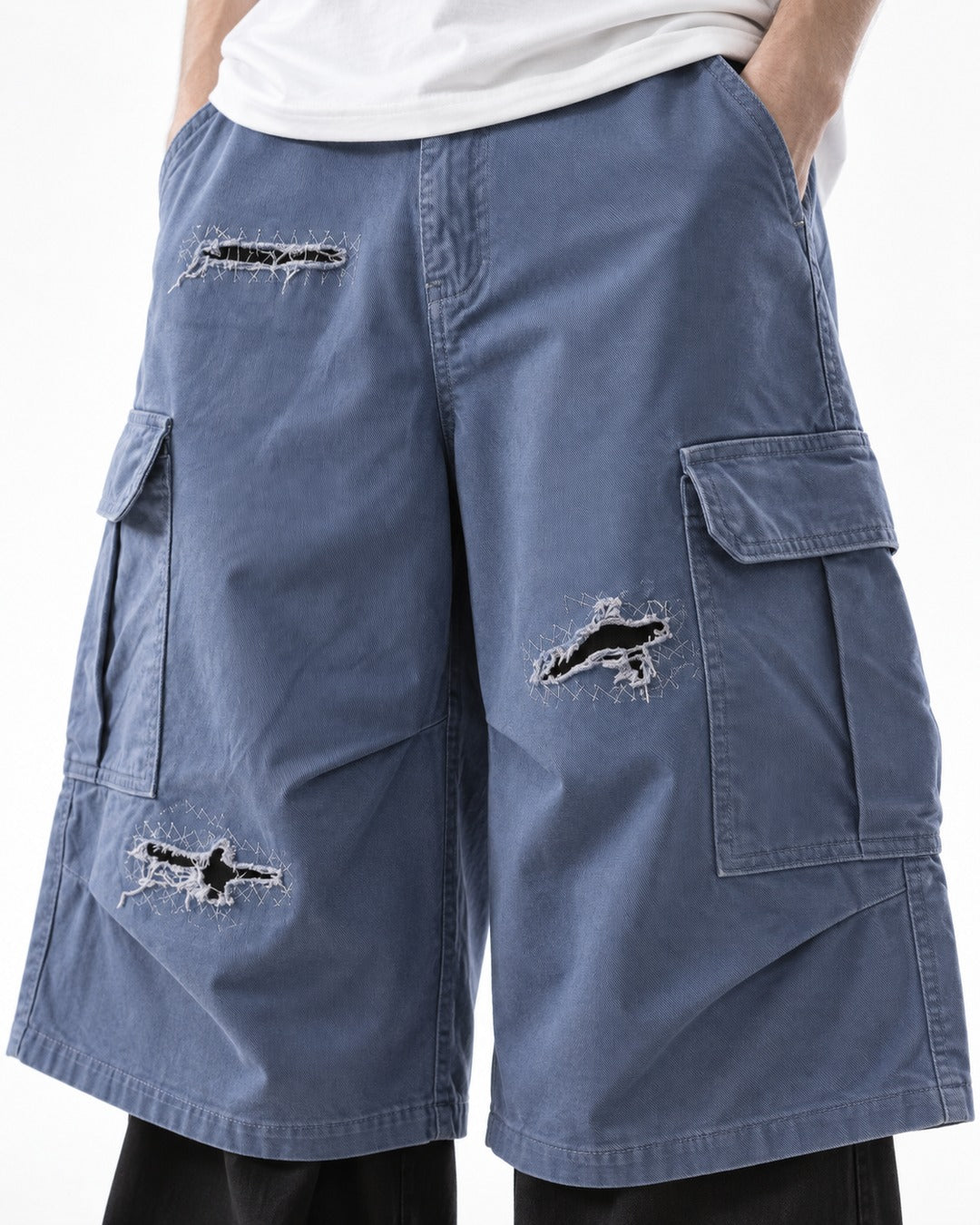 Distressed Cargo Shorts