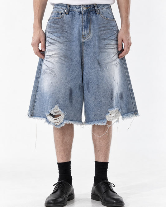 Distressed Denim Shorts