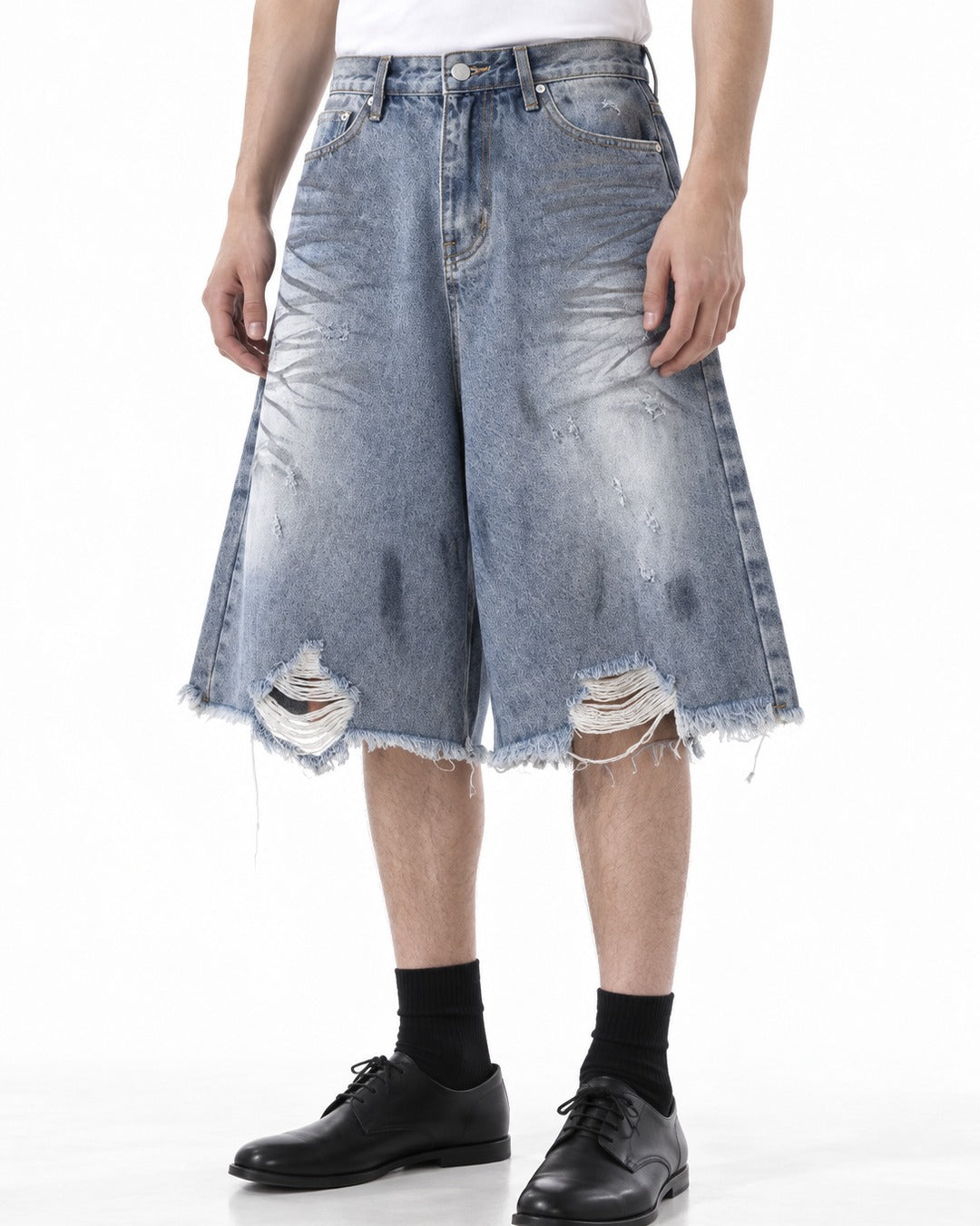 Distressed Denim Shorts