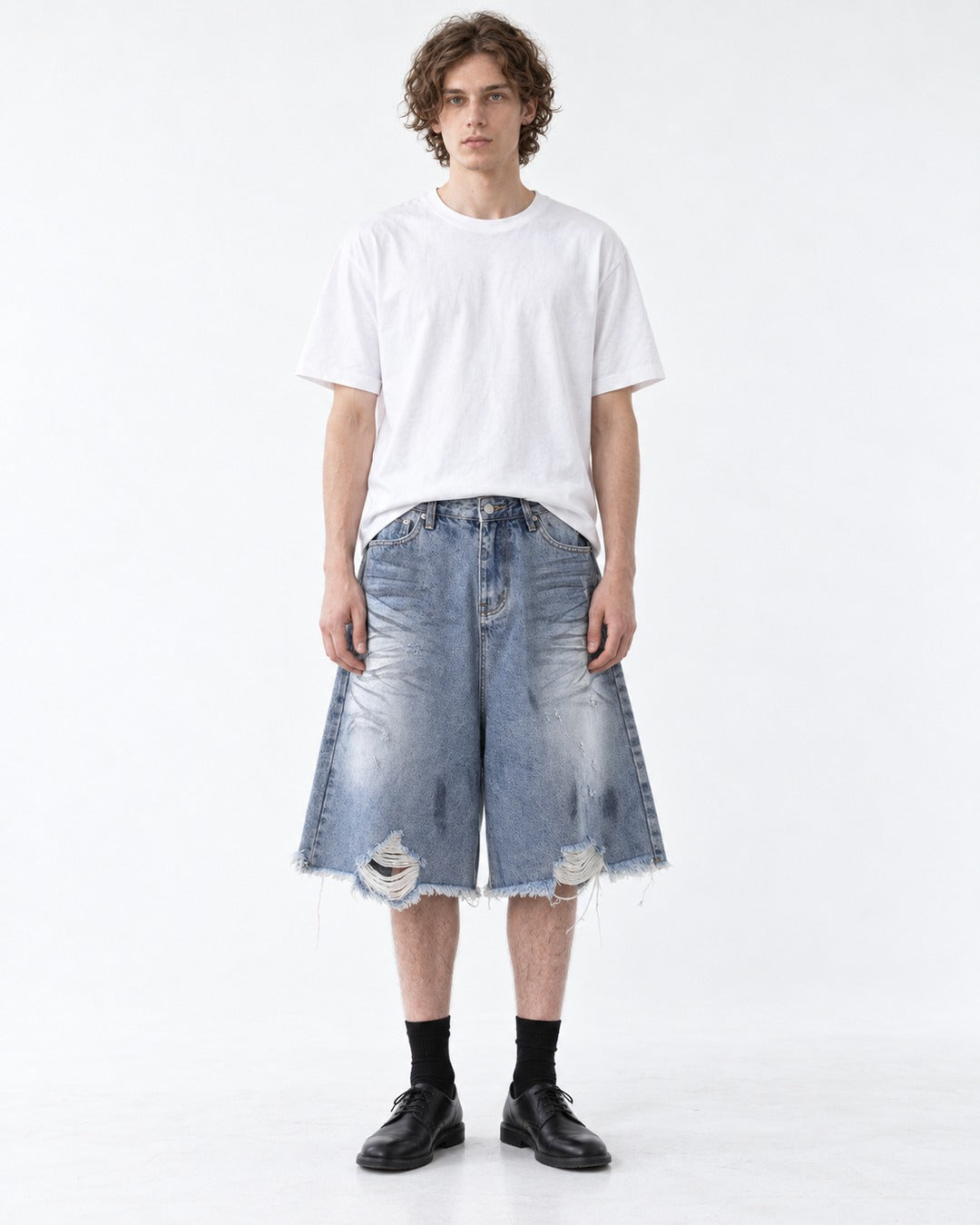 Distressed Denim Shorts