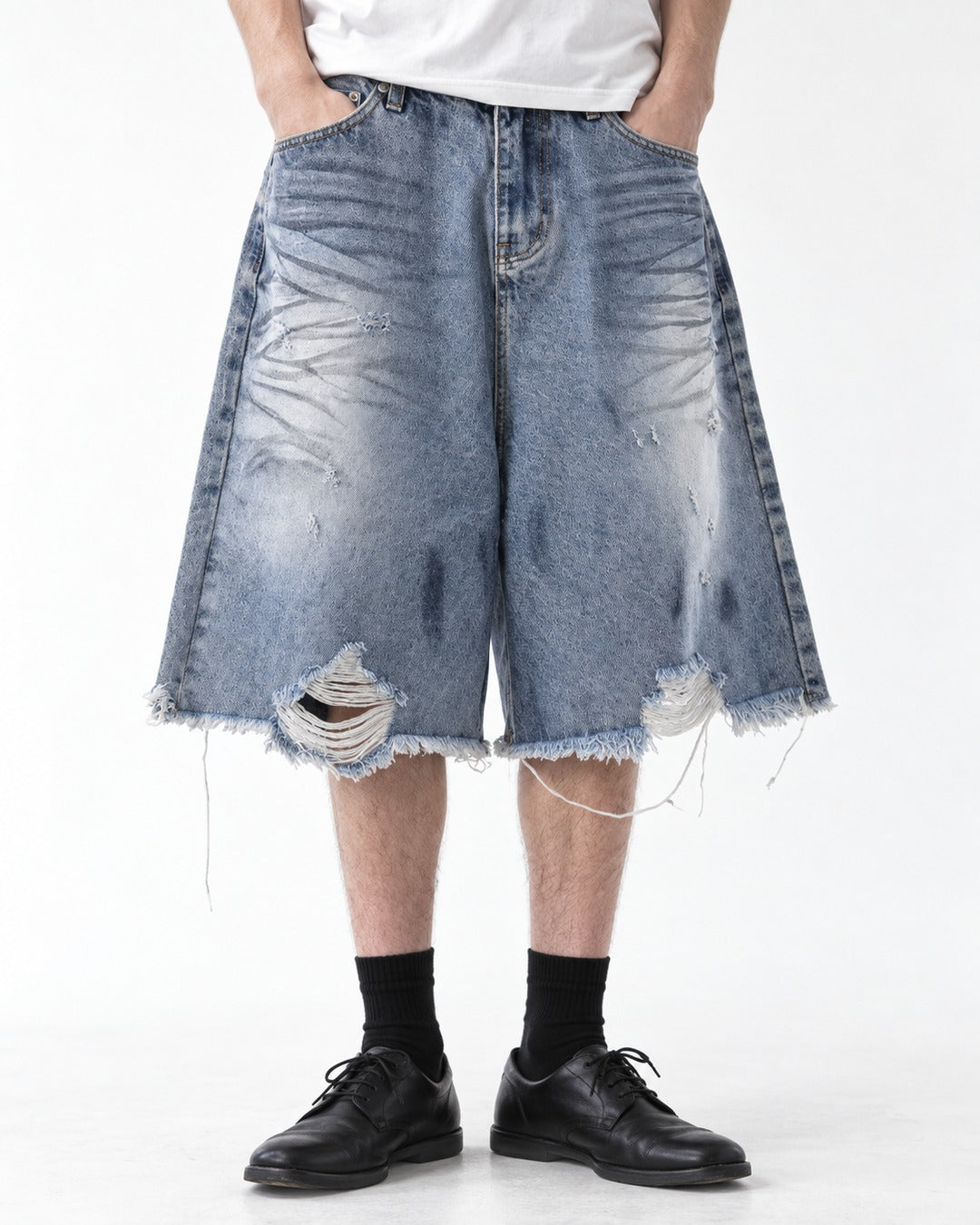 Distressed Denim Shorts