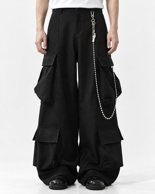 Double Flap-Pocket Wide-Leg Cargo Pants