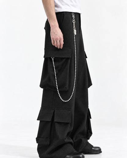 Double Flap-Pocket Wide-Leg Cargo Pants