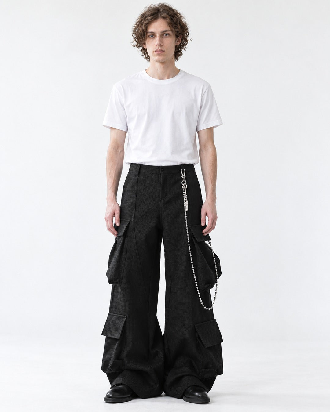 Double Flap-Pocket Wide-Leg Cargo Pants