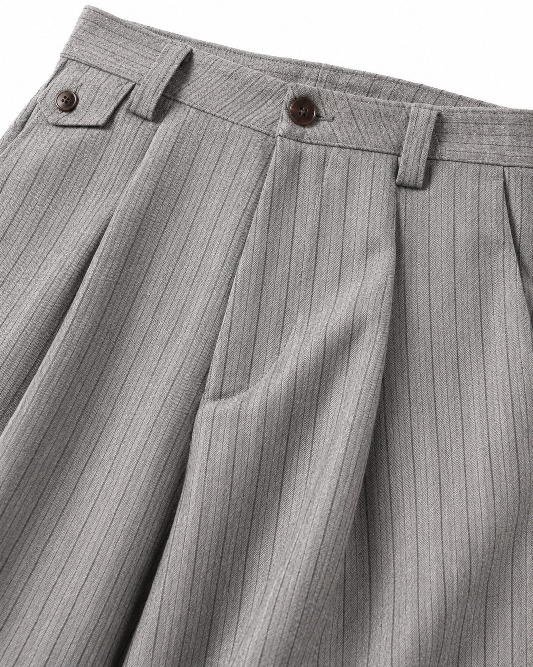 Pinstripe Flap-Pocket Wide-Leg Trousers