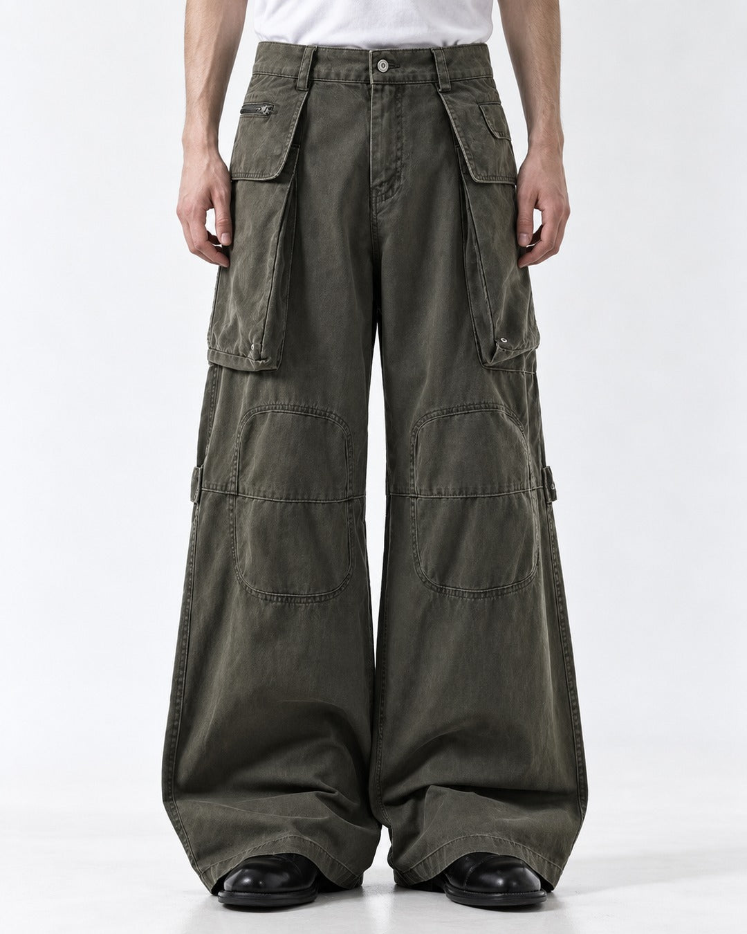 Knee Strap Multi-Pocket Cargo Pants