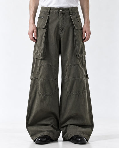 Knee Strap Multi-Pocket Cargo Pants