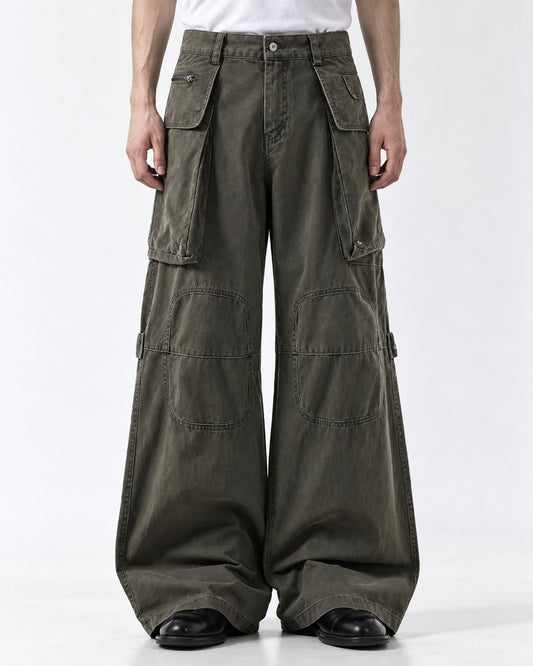 Knee Strap Multi-Pocket Cargo Pants