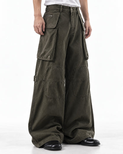 Knee Strap Multi-Pocket Cargo Pants