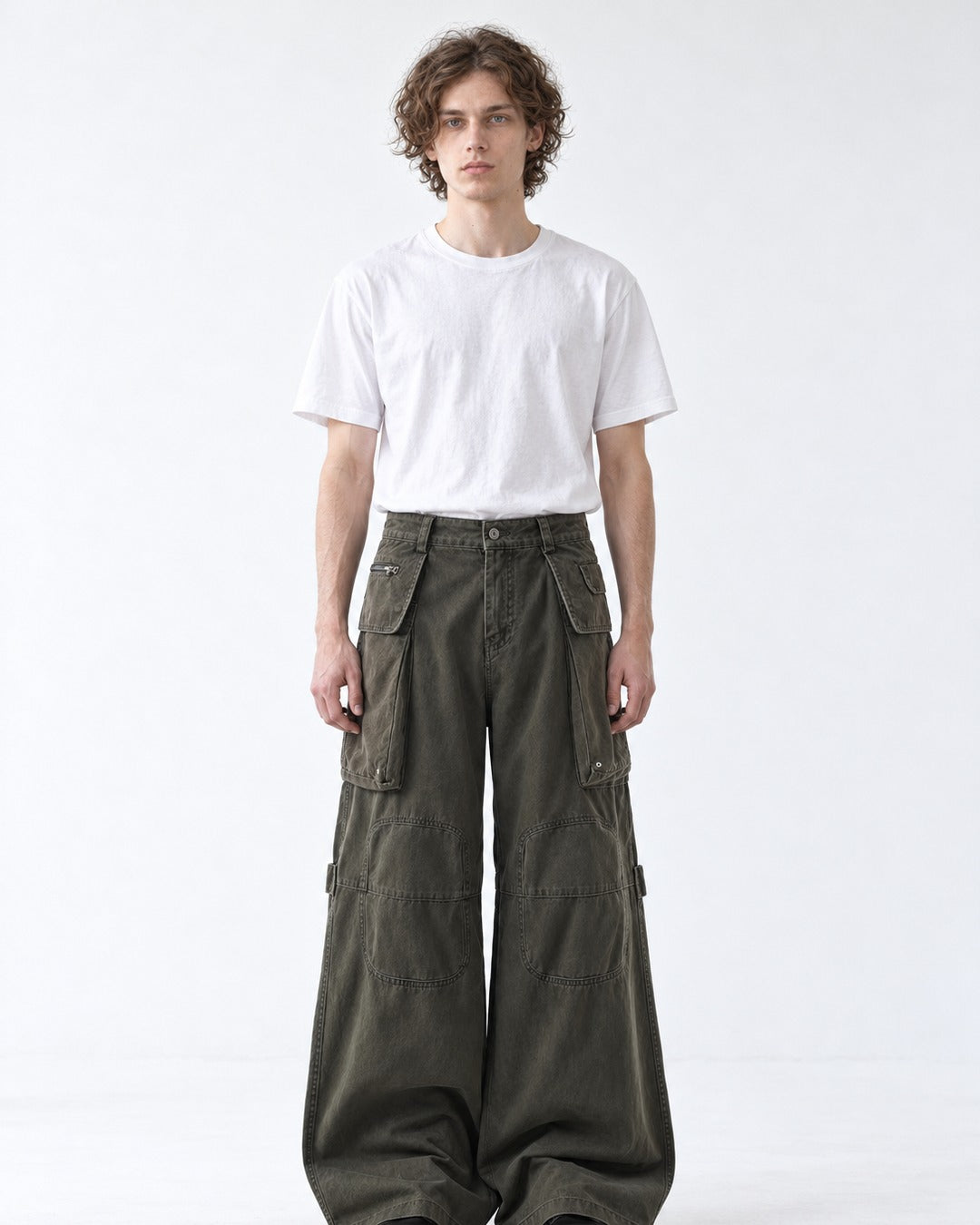 Knee Strap Multi-Pocket Cargo Pants