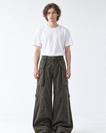 Knee Strap Multi-Pocket Cargo Pants