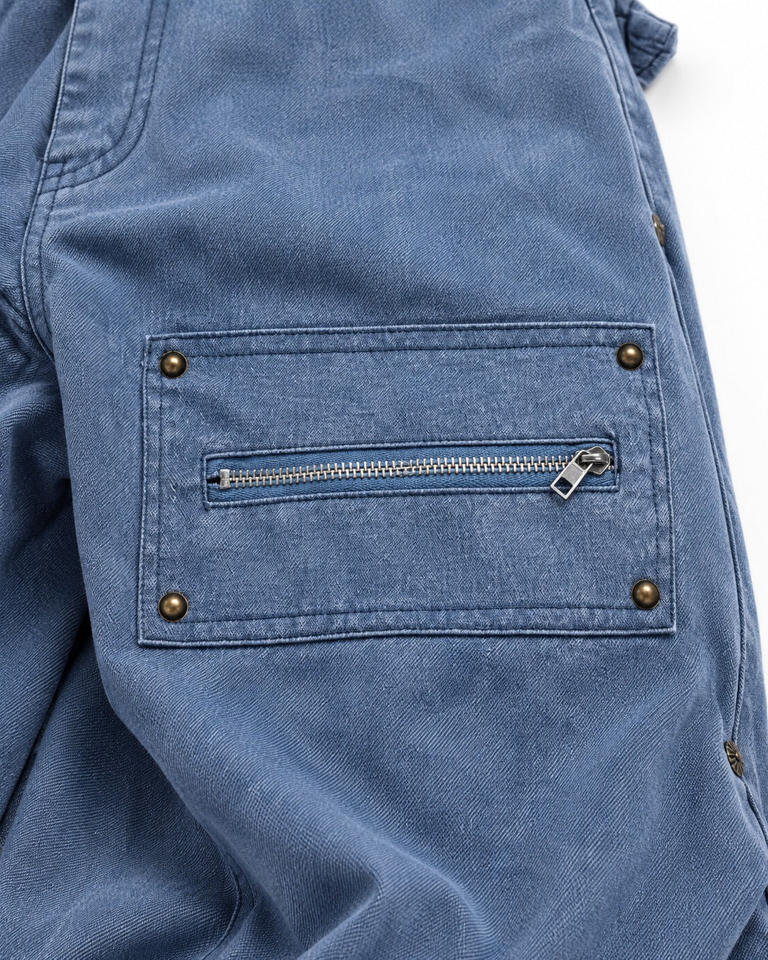 Zip-Pocket Riveted Wide-Leg Pants