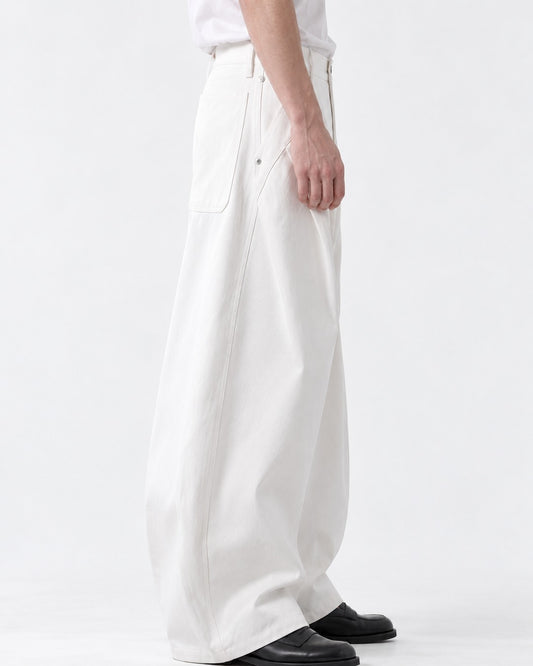 Curved Pleat Balloon Wide-Leg Trousers