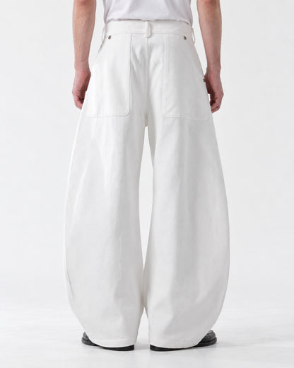 Curved Pleat Balloon Wide-Leg Trousers