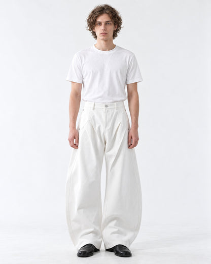 Curved Pleat Balloon Wide-Leg Trousers
