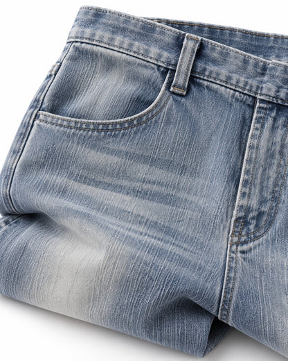 Vertical-Fade Straight Wide-Leg Jeans