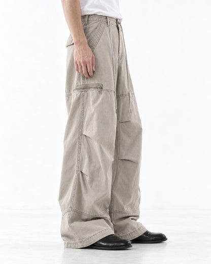 Zip Pocket Drawstring Cargo Pants