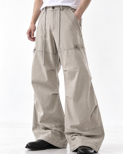 Zip Pocket Drawstring Cargo Pants
