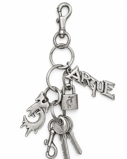 Layered Key-Charm Keyring with Letter Pendant