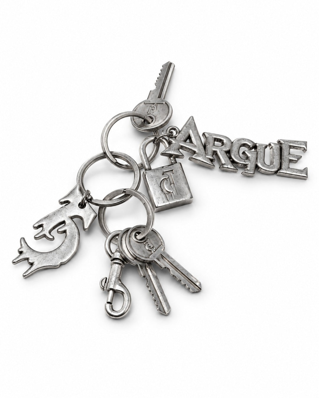 Layered Key-Charm Keyring with Letter Pendant