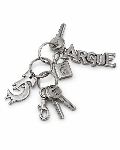 Layered Key-Charm Keyring with Letter Pendant